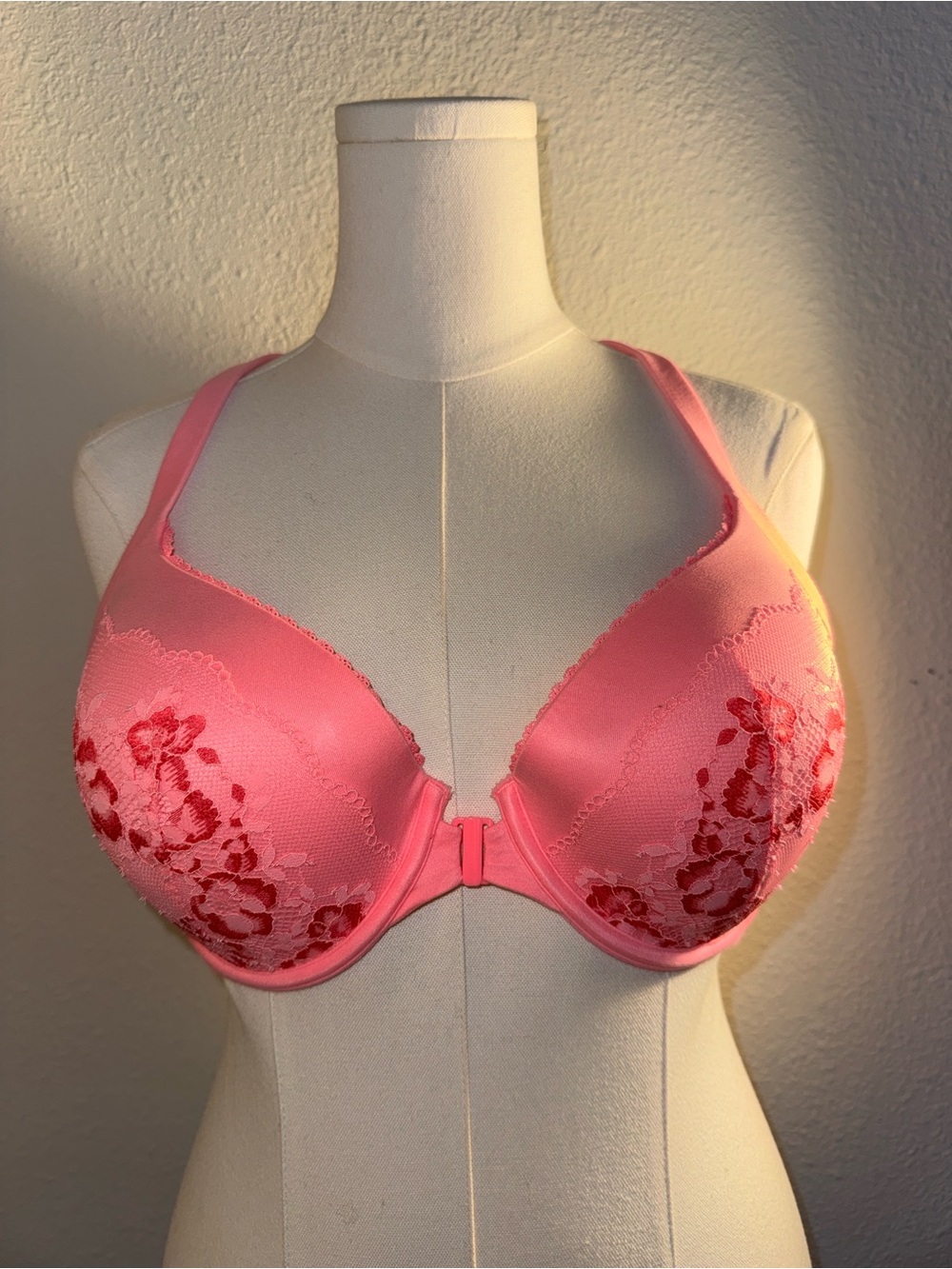 Victoria's Secret Pink Lace Racerback Bralette - Floral Back